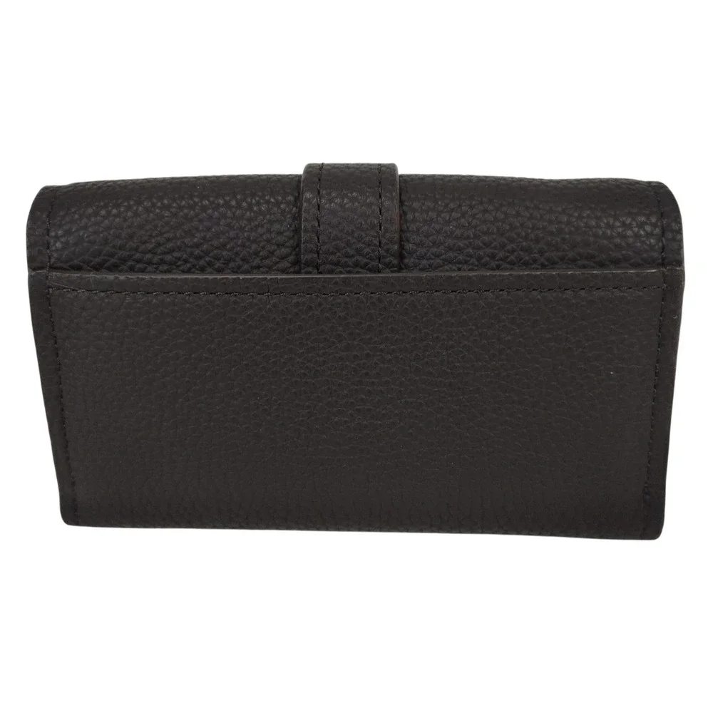 Michael Kors Nolita Medium Pebbled Leather Tri-Fold Wallet-Chocolate Brown-NWT